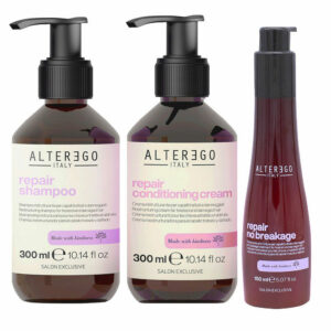 ALTEREGO Repair Set Shampoo 300ml Maschera 300ml e Siero per Capelli Rovinati 150ml