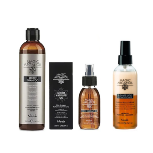 NOOK Magic Arganoil Kit Secret Shampoo, Condizionante Bifasico e Olio